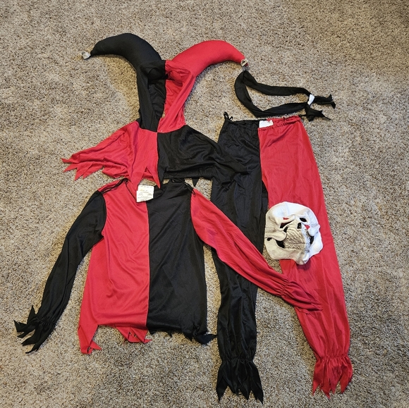 Evil Jester Costume, Child Size Large - Picture 2 of 9